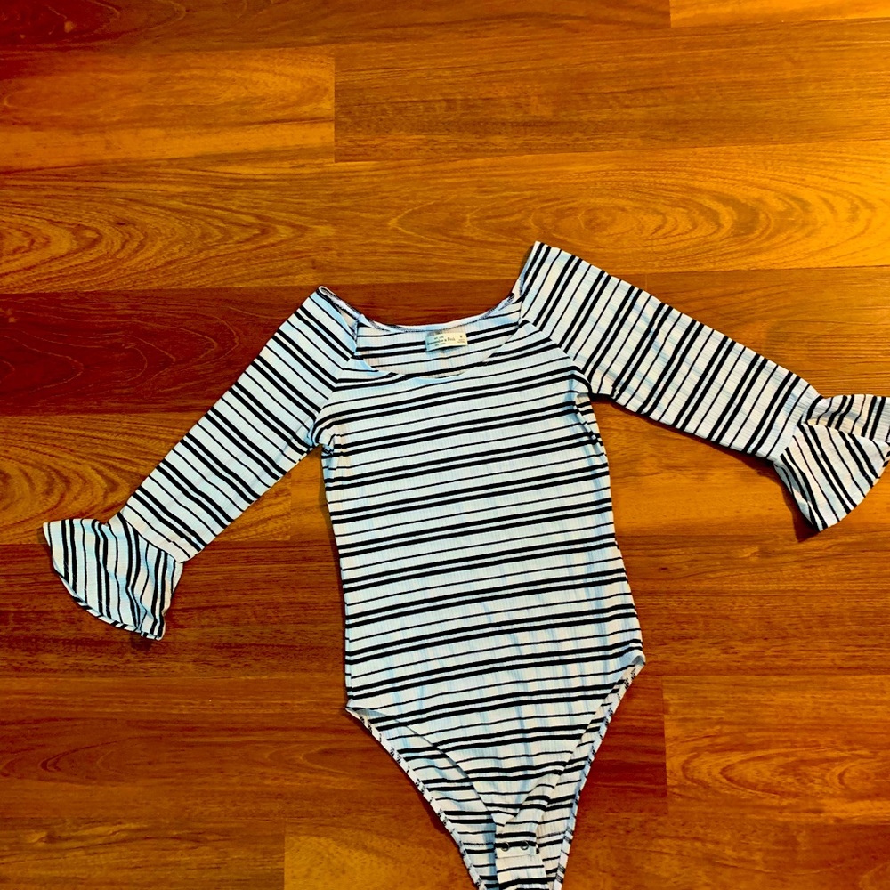 Abercrombie & Fitch black and white stripped bodysuit. Size M NWOT